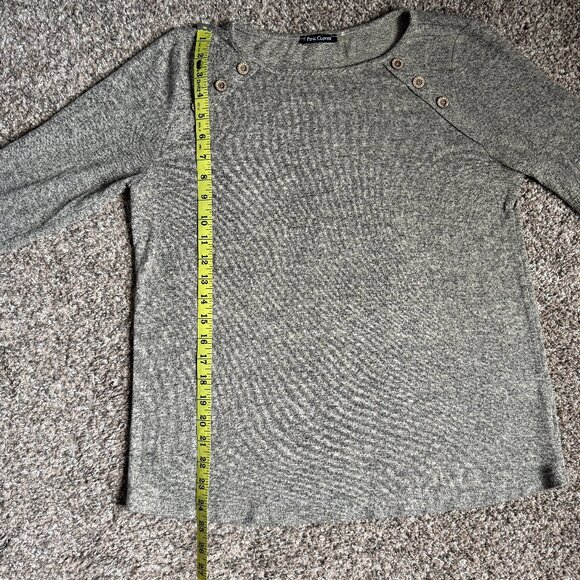 PINK CLOVER Luna Elbow Patch Button Detail Brushed Knit Top, Size M, Beige/Taupe - Picture 6 of 9